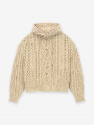 Fear Of God Cable Knit Hoodie Gold Heather | FOG-SN593613