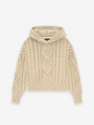 Fear Of God Cable Knit Hoodie Gold Heather | FOG-SN593793