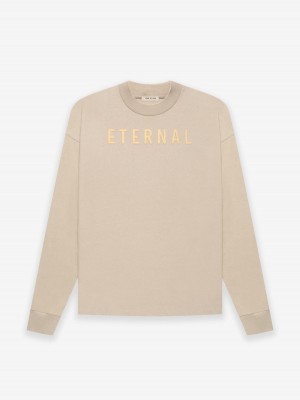 Fear Of God Cotton Ls T-shirt Dusty Beige | FOG-SN593333