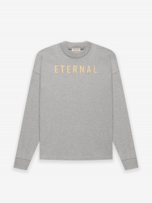 Fear Of God Cotton Ls T-shirt Warm Heather Grey | FOG-SN593309