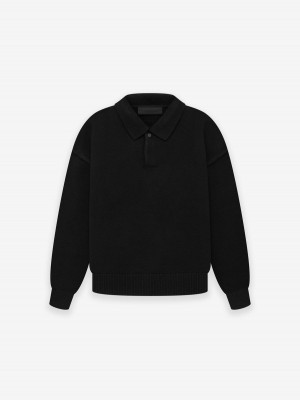 Fear Of God Essentials Knit Polo Black | FOG-SN593745