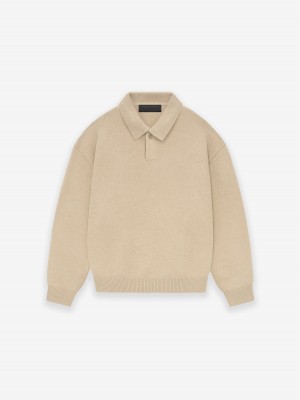 Fear Of God Essentials Knit Polo Gold Heather | FOG-SN593806