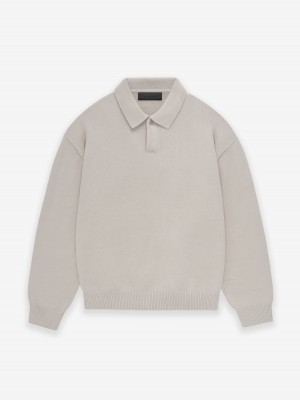 Fear Of God Essentials Knit Polo Silver Cloud | FOG-SN593565