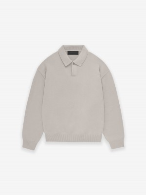 Fear Of God Essentials Knit Polo Silver Cloud | FOG-SN593815