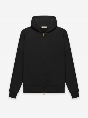 Fear Of God Fleece Zip Hoodie Black | FOG-SN593315