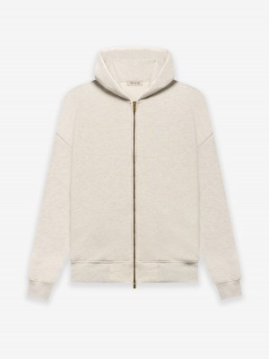 Fear Of God Fleece Zip Hoodie Warm Heather Oatmeal | FOG-SN593342