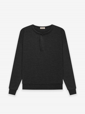 Fear Of God Lightweight Merino Henley Black Heather | FOG-SN593483