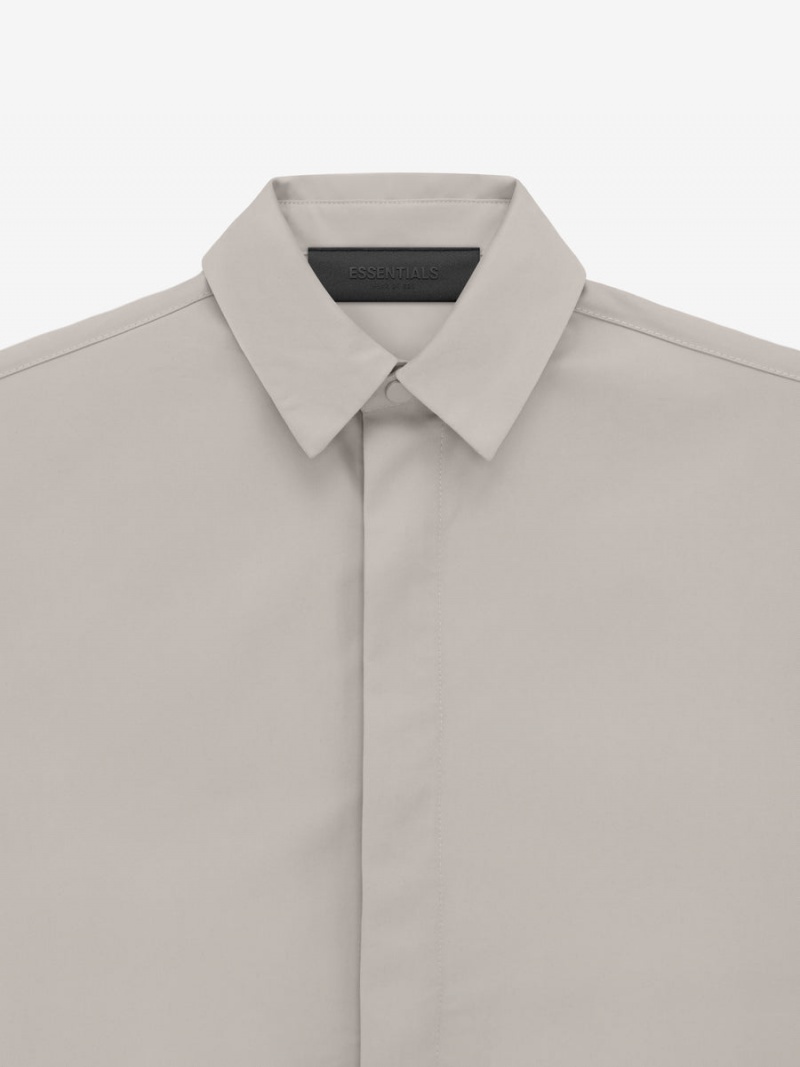 Fear Of God Button Down Shirt Silver Cloud | FOG-SN593799