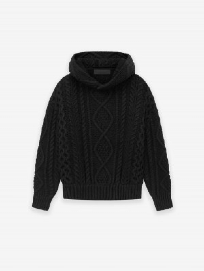 Fear Of God Cable Knit Hoodie Black | FOG-SN593744