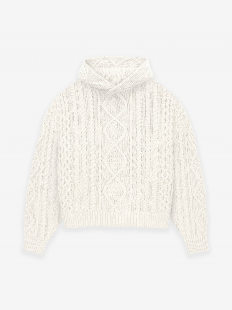 Fear Of God Cable Knit Hoodie Cloud Dancer | FOG-SN593617