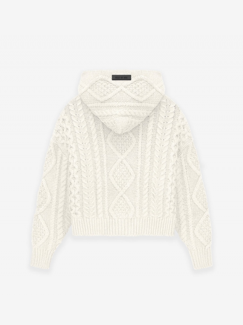 Fear Of God Cable Knit Hoodie Cloud Dancer | FOG-SN593797