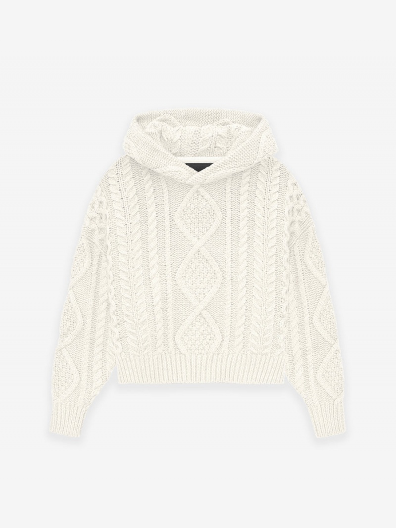 Fear Of God Cable Knit Hoodie Cloud Dancer | FOG-SN593797