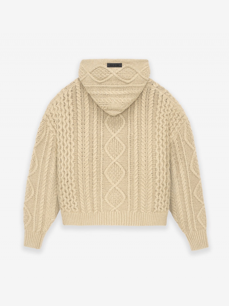 Fear Of God Cable Knit Hoodie Gold Heather | FOG-SN593533