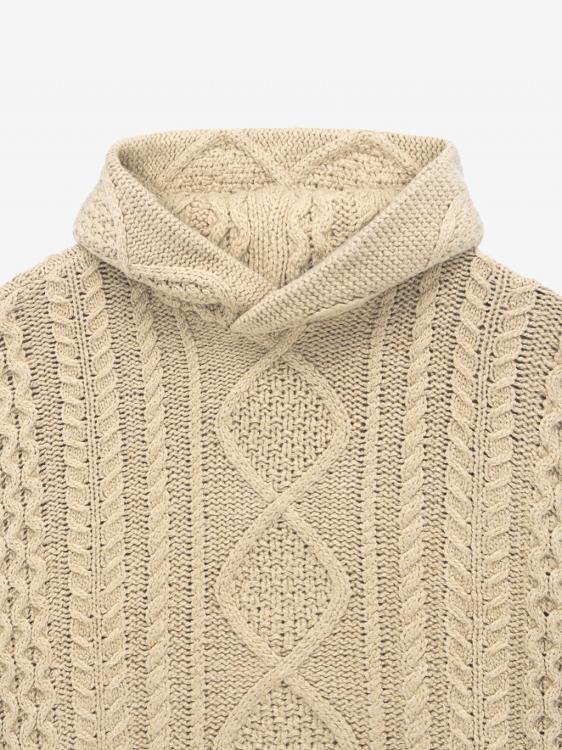 Fear Of God Cable Knit Hoodie Gold Heather | FOG-SN593533