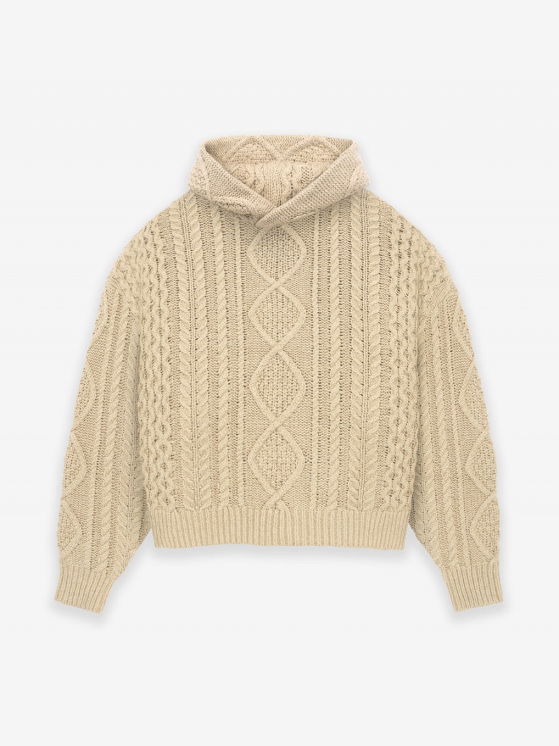 Fear Of God Cable Knit Hoodie Gold Heather | FOG-SN593533