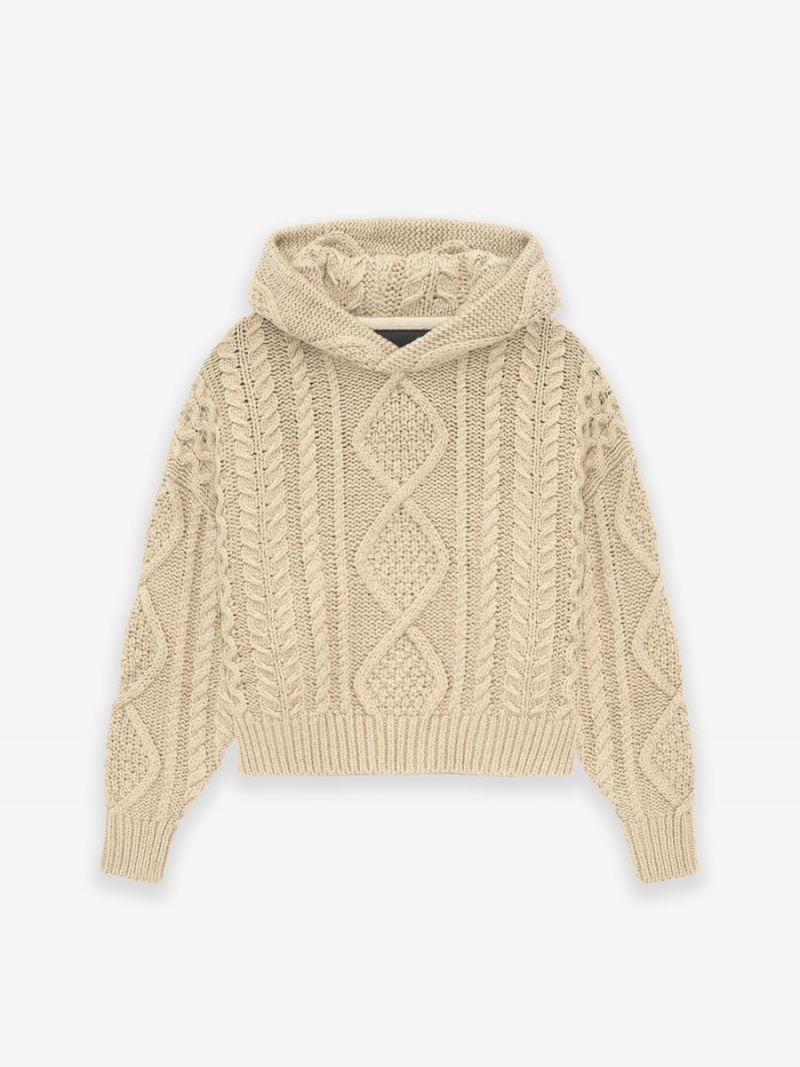 Fear Of God Cable Knit Hoodie Gold Heather | FOG-SN593793