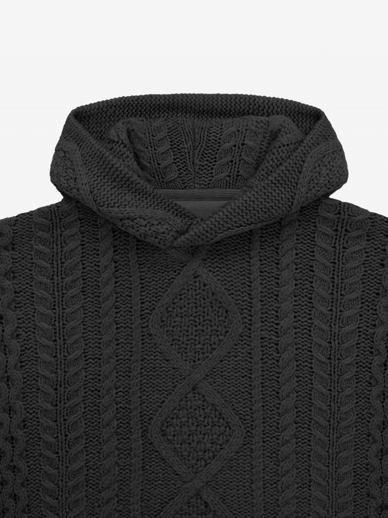 Fear Of God Cable Knit Hoodie Jet Black | FOG-SN593794