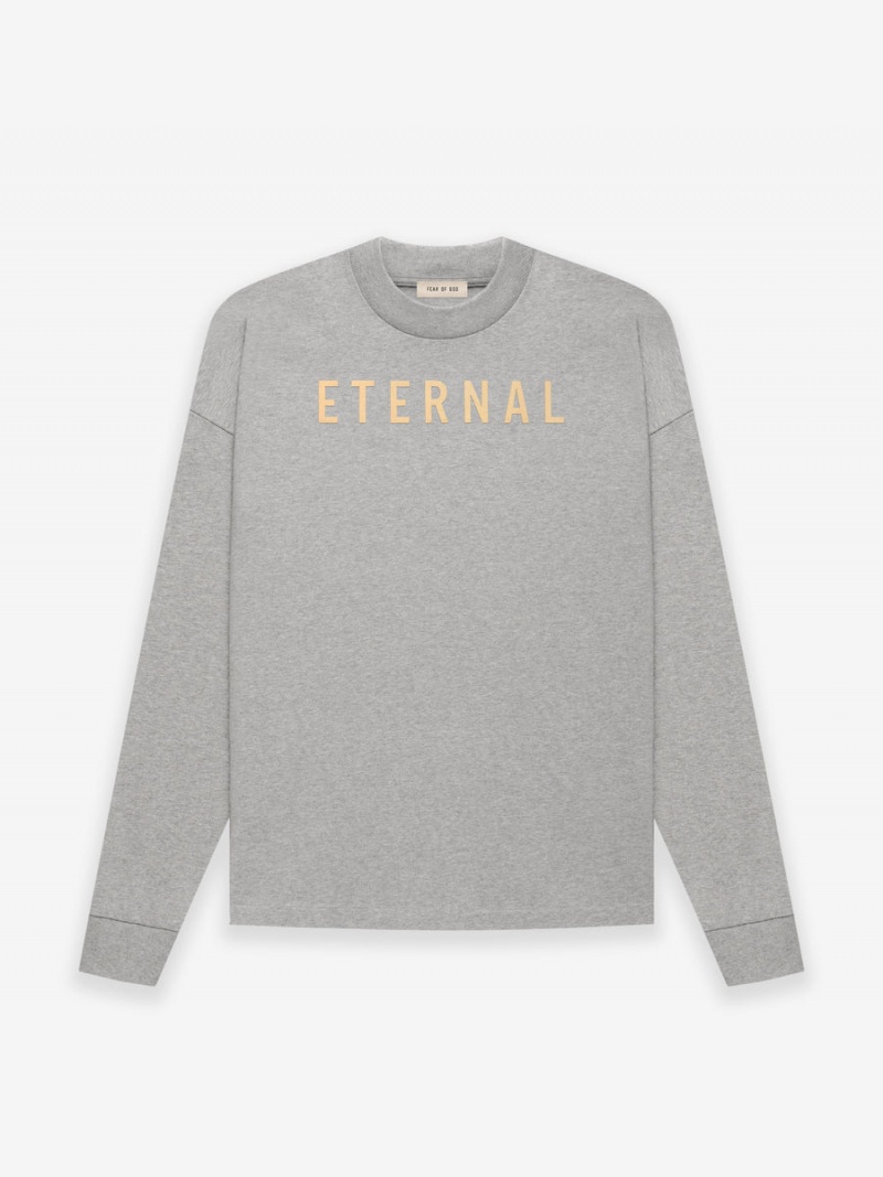 Fear Of God Cotton Ls T-shirt Warm Heather Grey | FOG-SN593309