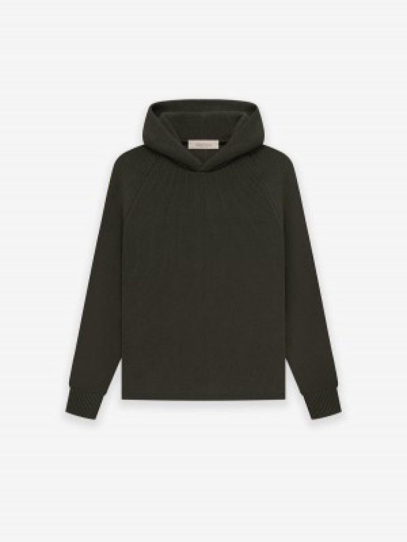 Fear Of God Essentials Knit Hoodie Off-Black | FOG-SN593753