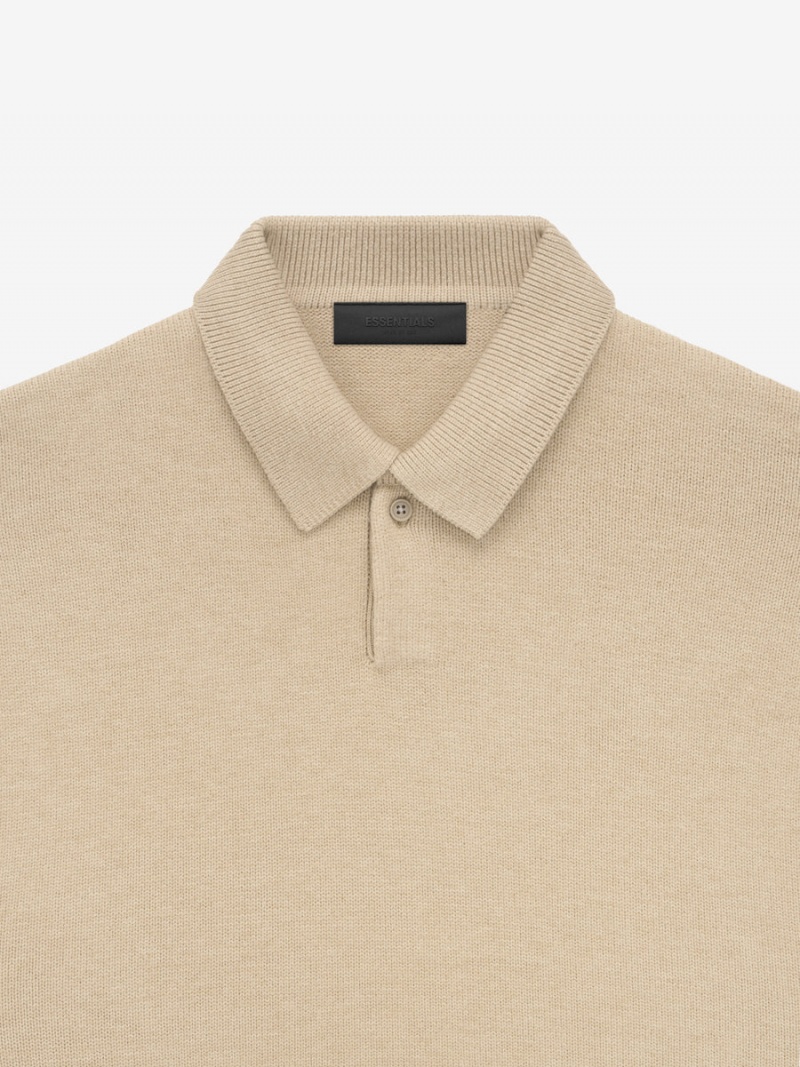 Fear Of God Essentials Knit Polo Gold Heather | FOG-SN593556