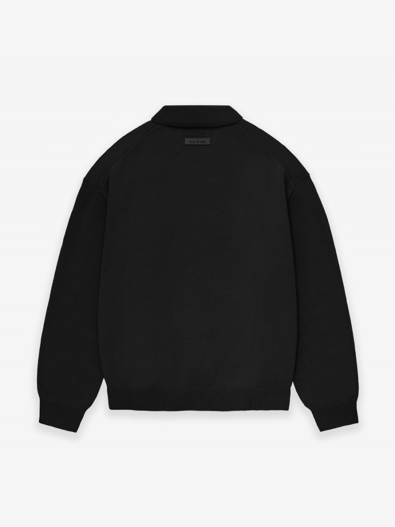 Fear Of God Essentials Knit Polo Jet Black | FOG-SN593562