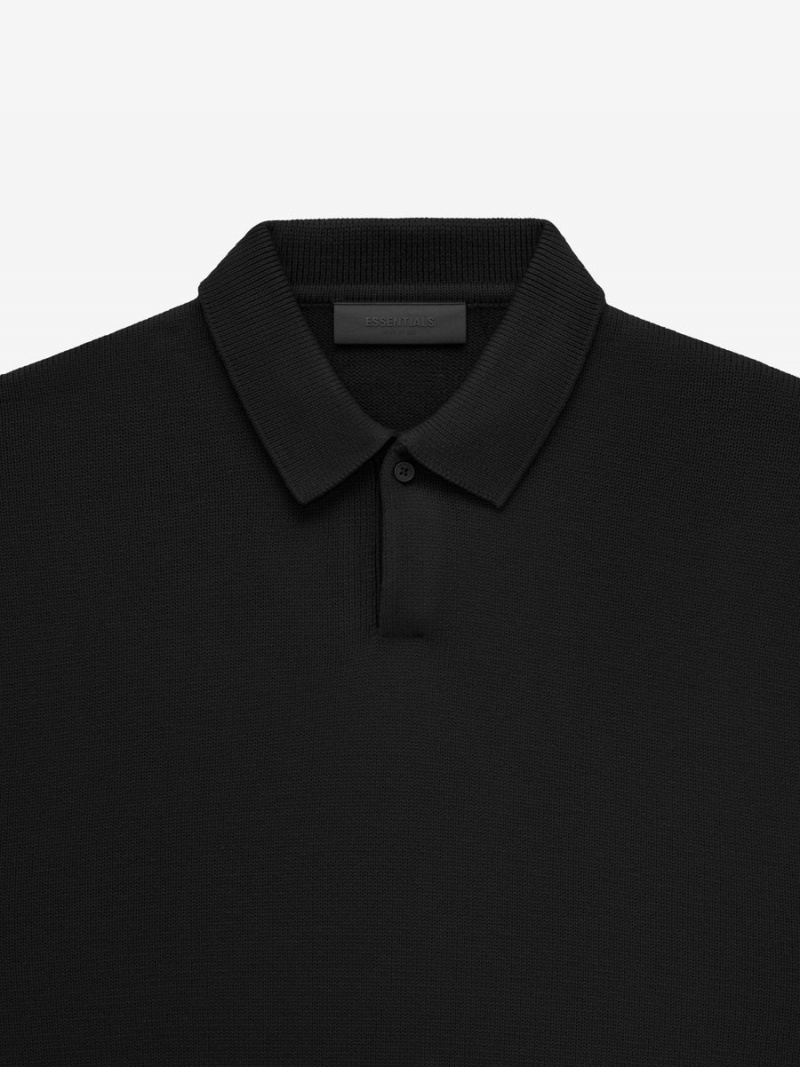 Fear Of God Essentials Knit Polo Jet Black | FOG-SN593562