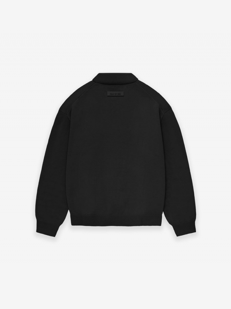 Fear Of God Essentials Knit Polo Jet Black | FOG-SN593812