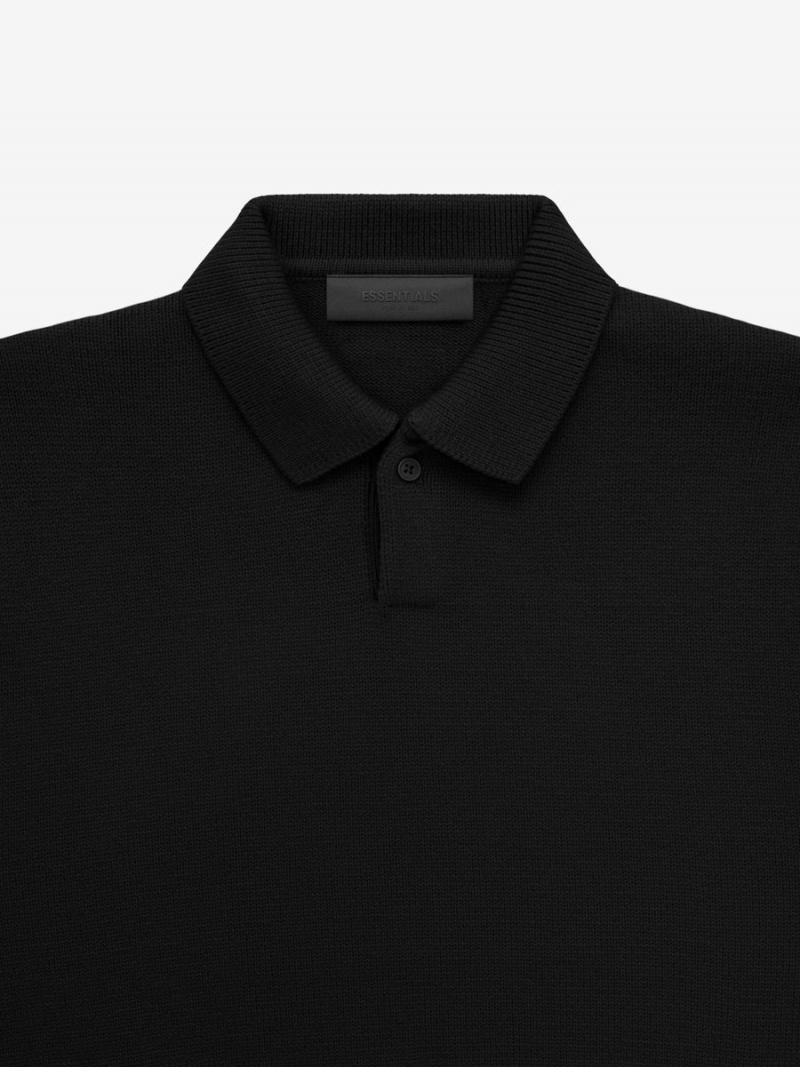 Fear Of God Essentials Knit Polo Jet Black | FOG-SN593812