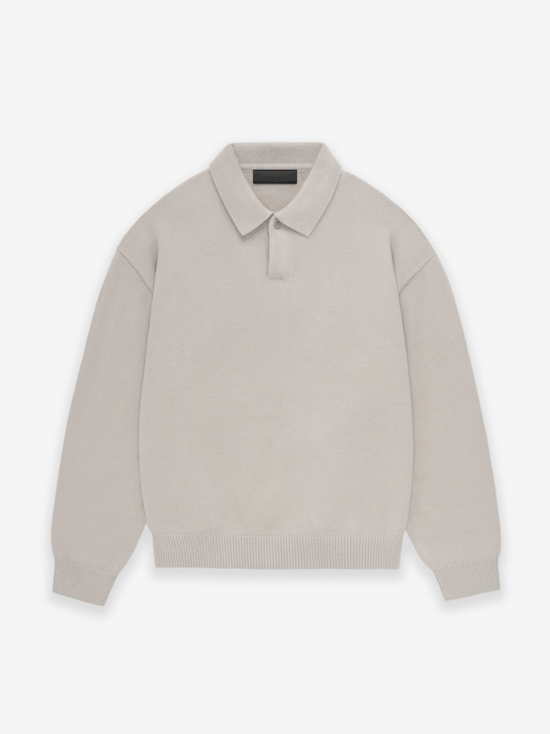 Fear Of God Essentials Knit Polo Silver Cloud | FOG-SN593565