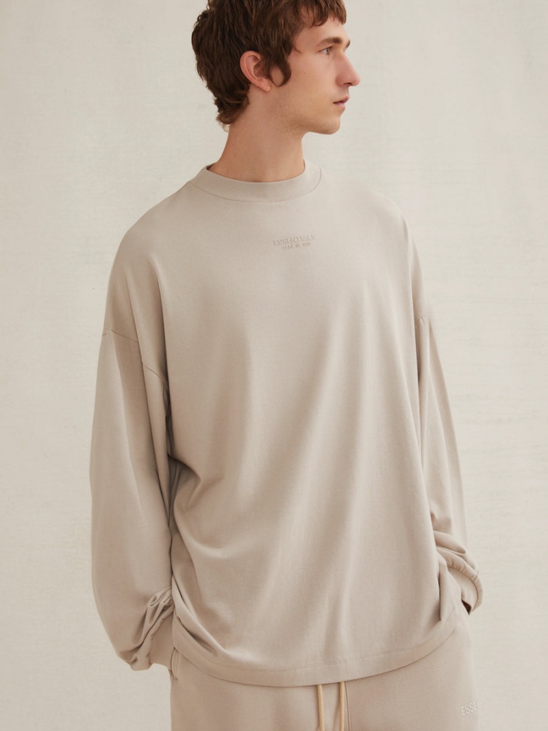 Fear Of God Essentials Ls Tee Silver Cloud | FOG-SN593546