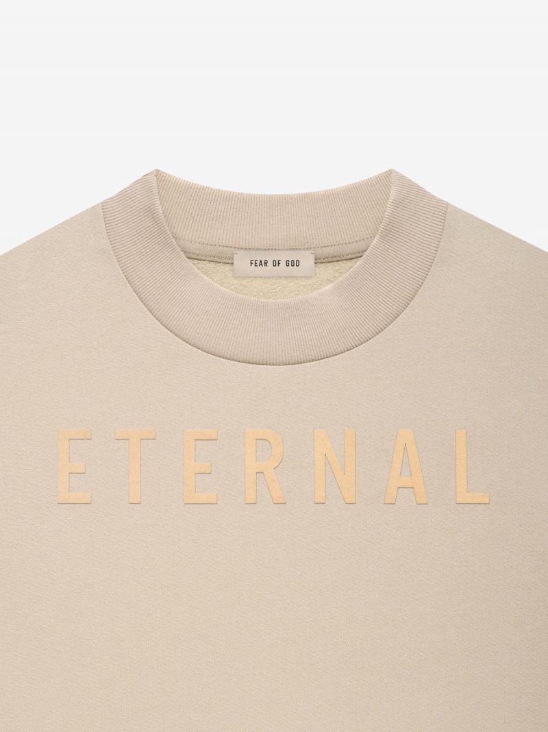 Fear Of God Fleece Crewneck Dusty Beige | FOG-SN593348