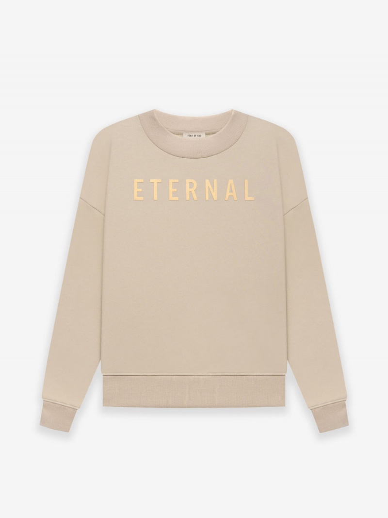 Fear Of God Fleece Crewneck Dusty Beige | FOG-SN593348