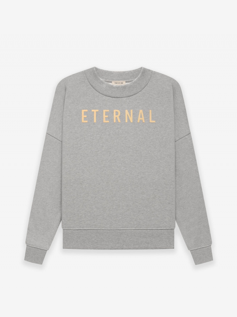 Fear Of God Fleece Crewneck Warm Heather Grey | FOG-SN593352