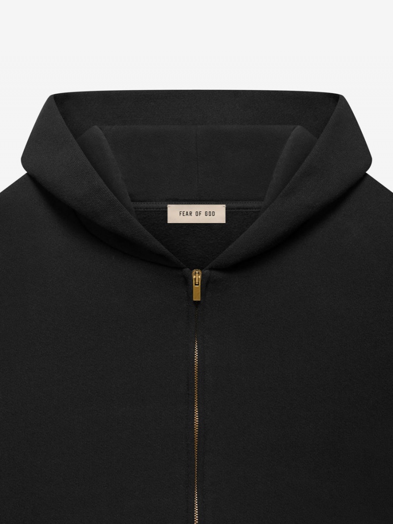 Fear Of God Fleece Zip Hoodie Black | FOG-SN593315