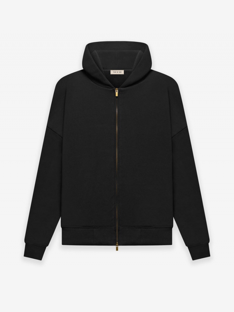 Fear Of God Fleece Zip Hoodie Black | FOG-SN593315