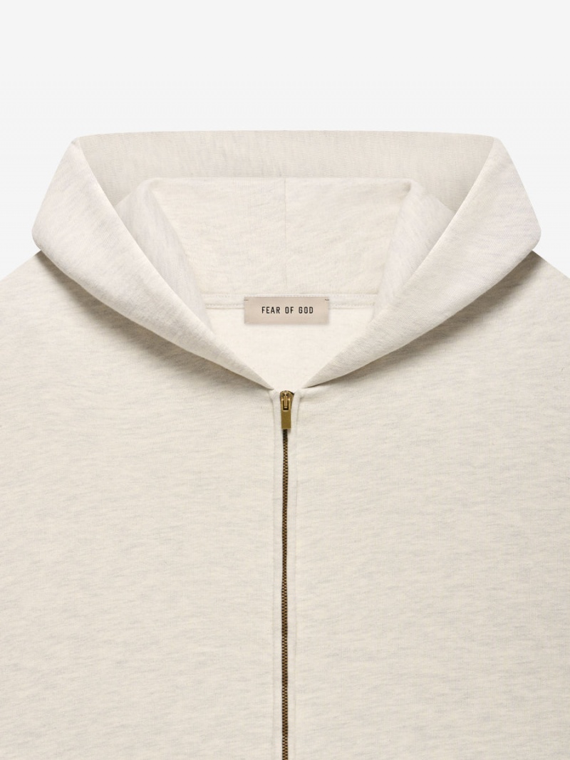 Fear Of God Fleece Zip Hoodie Warm Heather Oatmeal | FOG-SN593342