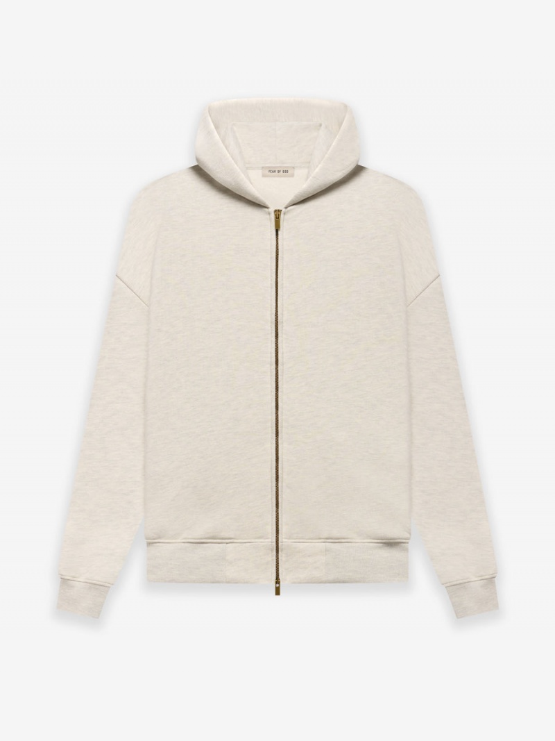 Fear Of God Fleece Zip Hoodie Warm Heather Oatmeal | FOG-SN593342