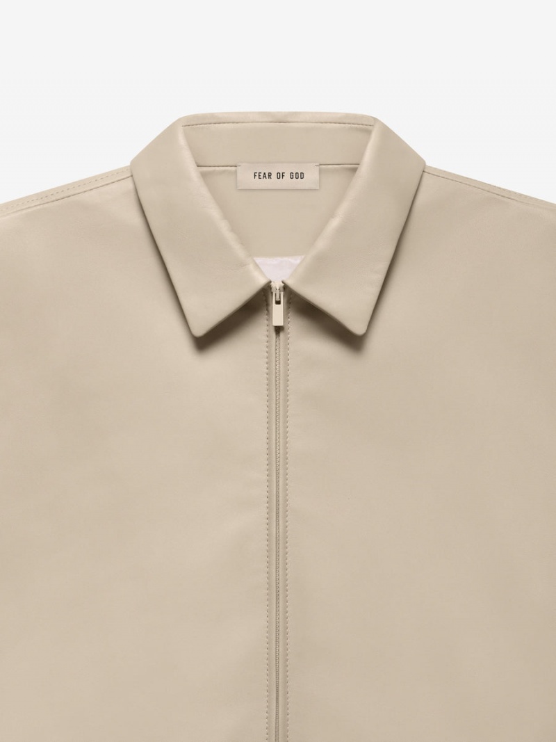 Fear Of God Leather Jacket Dusty Beige | FOG-SN593400