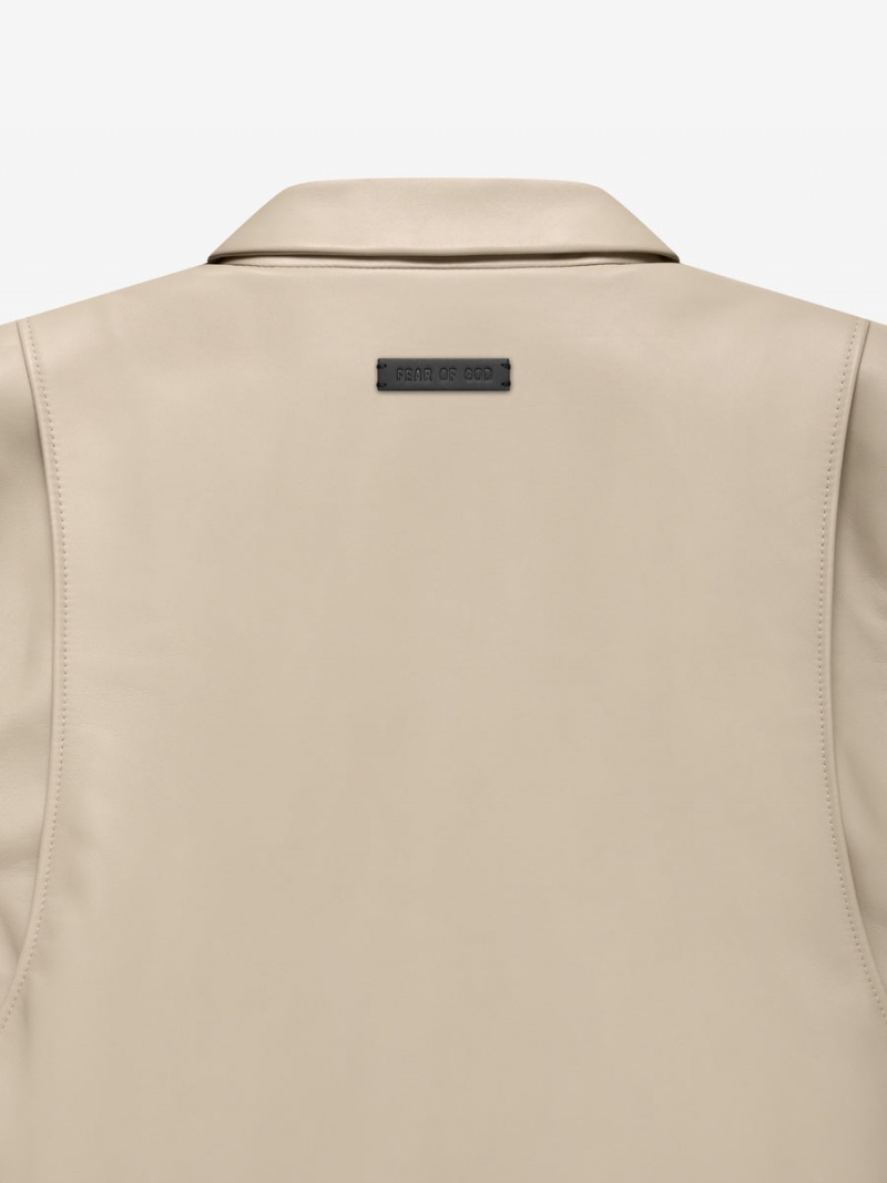 Fear Of God Leather Jacket Dusty Beige | FOG-SN593400