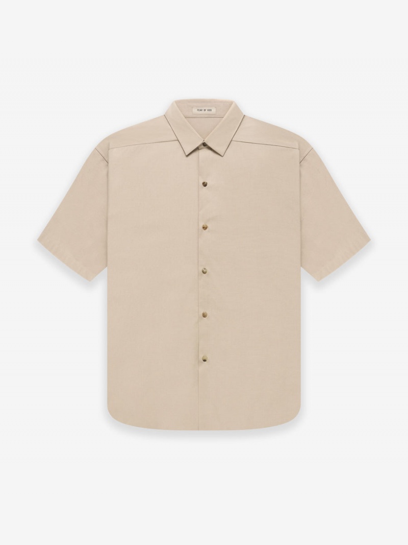 Fear Of God Ss Button Front Shirt Dusty Beige | FOG-SN593335