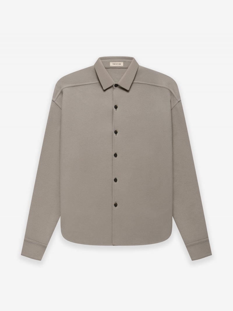 Fear Of God Wool Cashmere Shirt Dusty Concrete | FOG-SN593485