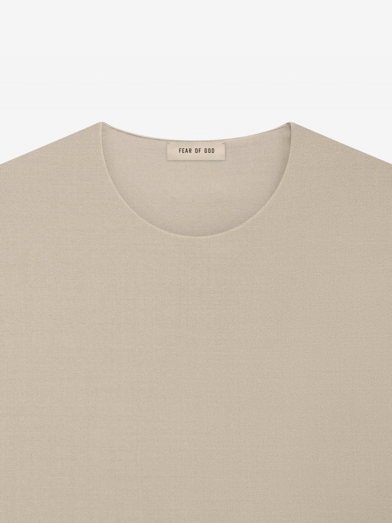 Fear Of God Wool Crepe Tee Dusty Beige | FOG-SN593285