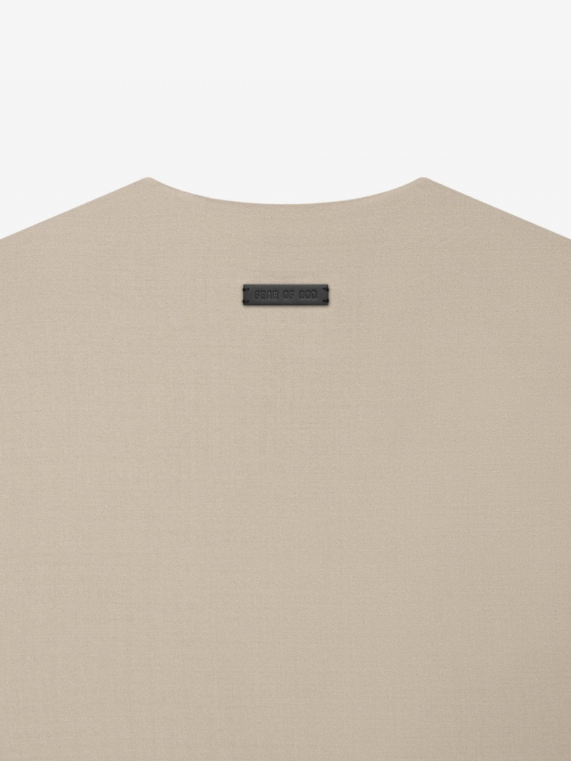 Fear Of God Wool Crepe Tee Dusty Beige | FOG-SN593285