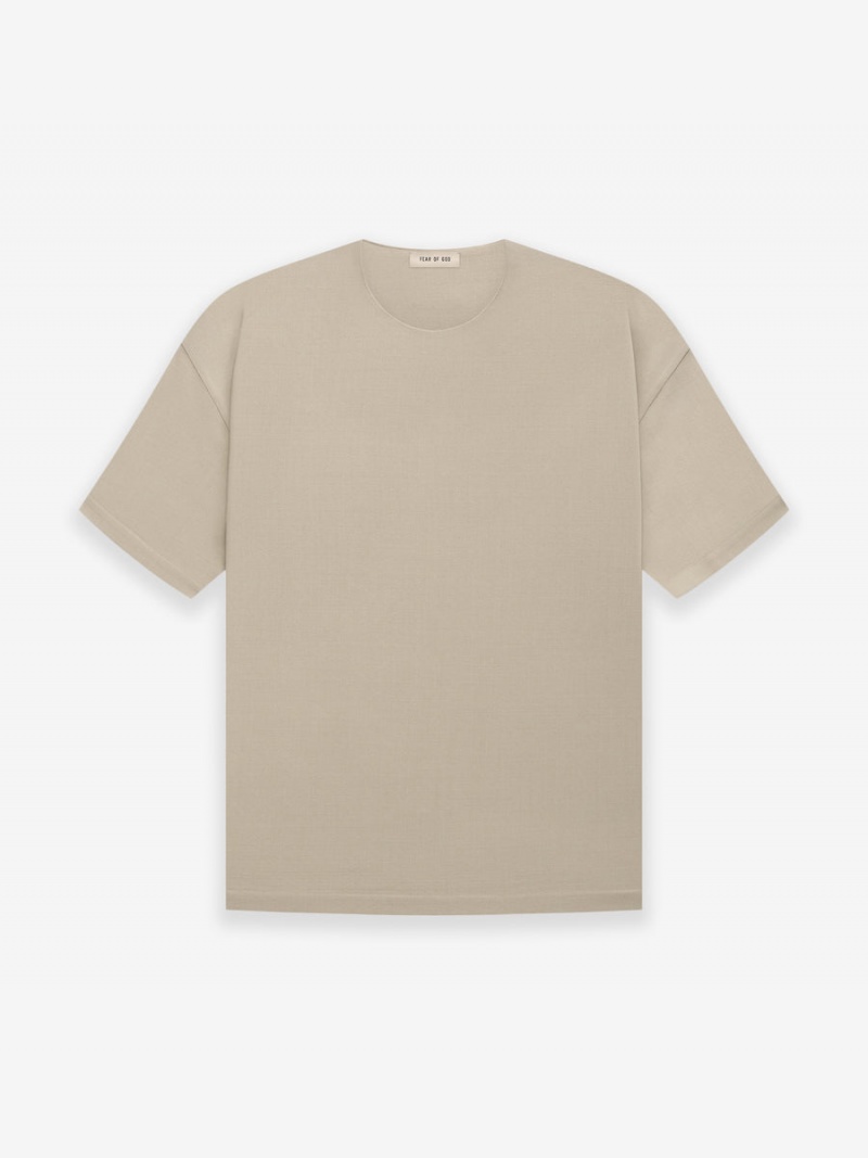 Fear Of God Wool Crepe Tee Dusty Beige | FOG-SN593285