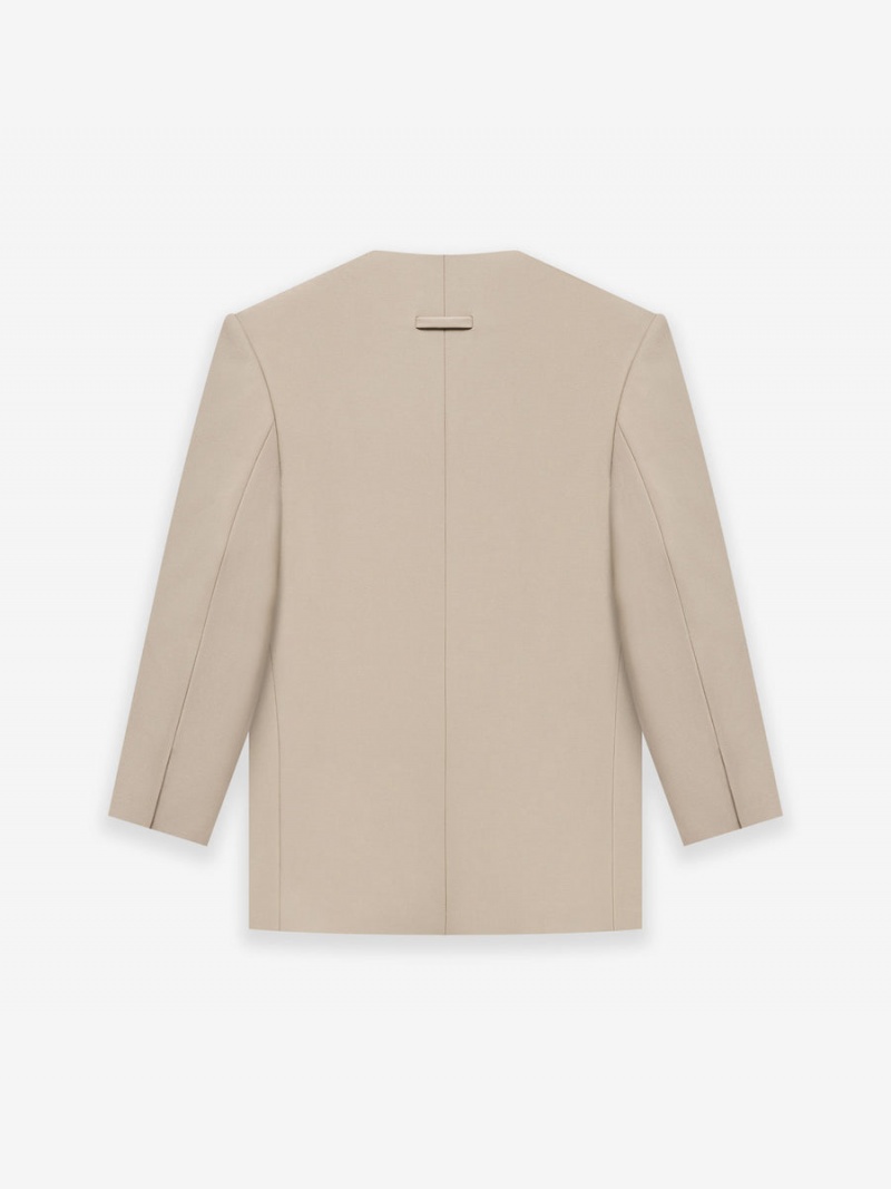 Fear Of God Wool Lapelless Jacket Dusty Beige | FOG-SN593384