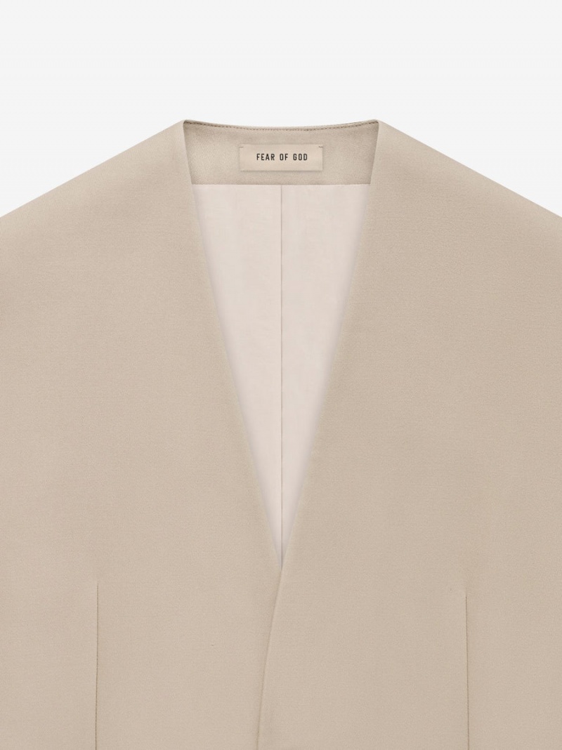 Fear Of God Wool Lapelless Jacket Dusty Beige | FOG-SN593384