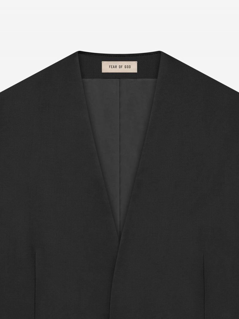 Fear Of God Wool Mohair Lapelless Jacket Black | FOG-SN593372