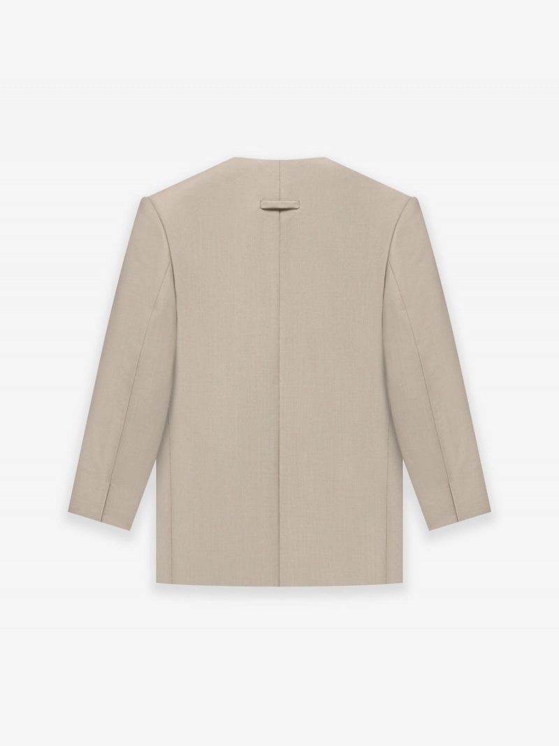 Fear Of God Wool Mohair Lapelless Jacket Dusty Beige | FOG-SN593373