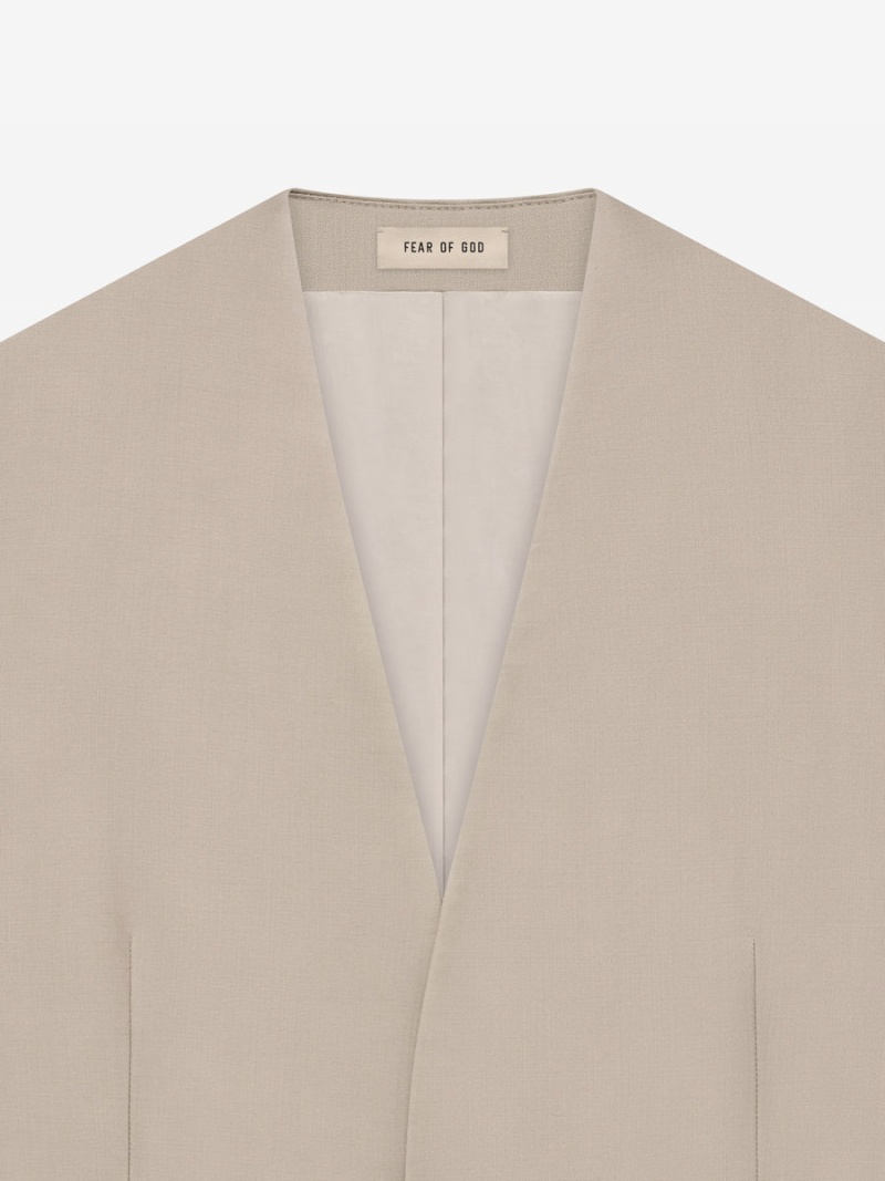 Fear Of God Wool Mohair Lapelless Jacket Dusty Beige | FOG-SN593373